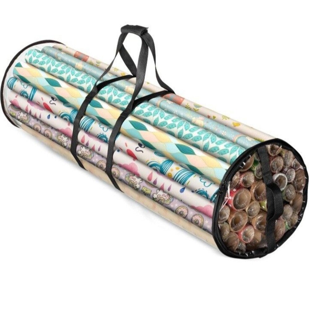 ZOBER Round Christmas Gift Wrapping Paper Organizer Storage 40", Fits 25 Rolls